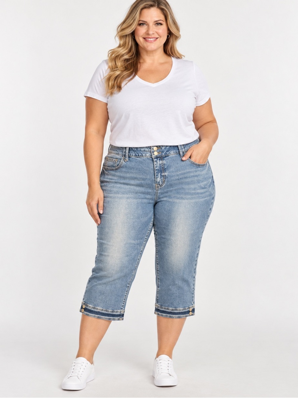 Flamingals Women’s Cropped Capri Jeans Size 4XL Light Wash NWT